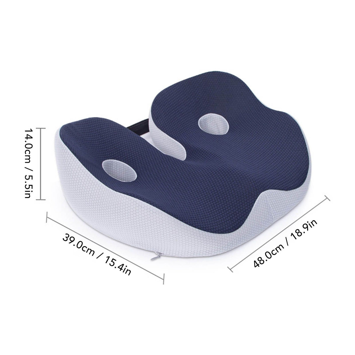 Seating Cushion Soft Comfortable Breathable Buckle Curved Chair Cushion for Office Working Dark Blue 48x39x14cm/18.9x15.4x5.5in(Approx.)