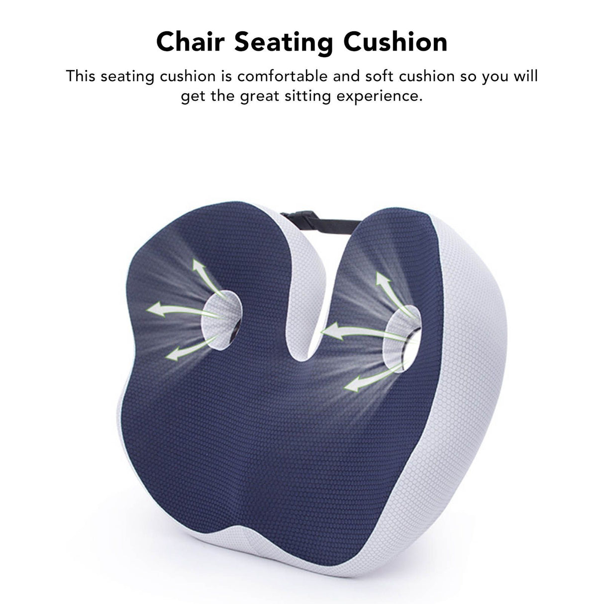 Seating Cushion Soft Comfortable Breathable Buckle Curved Chair Cushion for Office Working Dark Blue 48x39x14cm/18.9x15.4x5.5in(Approx.)
