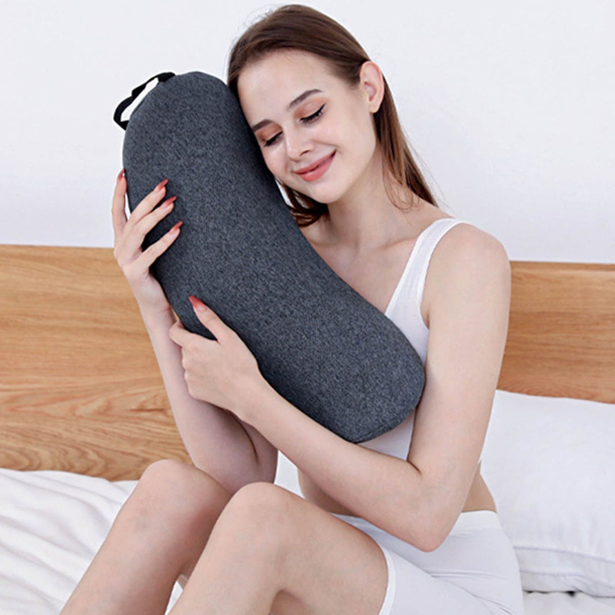 Lumbar Support Pillow Memory Foam Soft Good Resilience Reduce Pressure Ergonomic Back Waist Support Cushion Dark Gray 47x21x13cm/18.5x8.3x5.1in