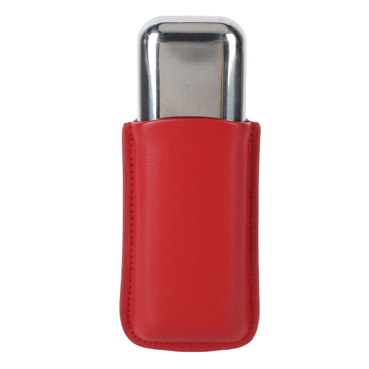 Cigar Case Holder Portable Leather 2 Holder Cigar Case with Stainless Steel Tube for Outdoor Travel Red