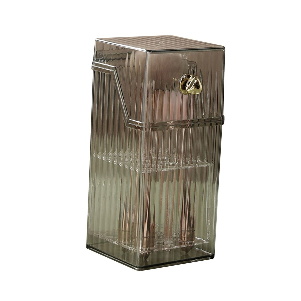 Cosmetic Brush Storage Box Luxurious Makeup Organizer Light Luxury Makeup Storage Box Desktop Eyebrow Pencil Powder Blusher Holder Gray Free Size