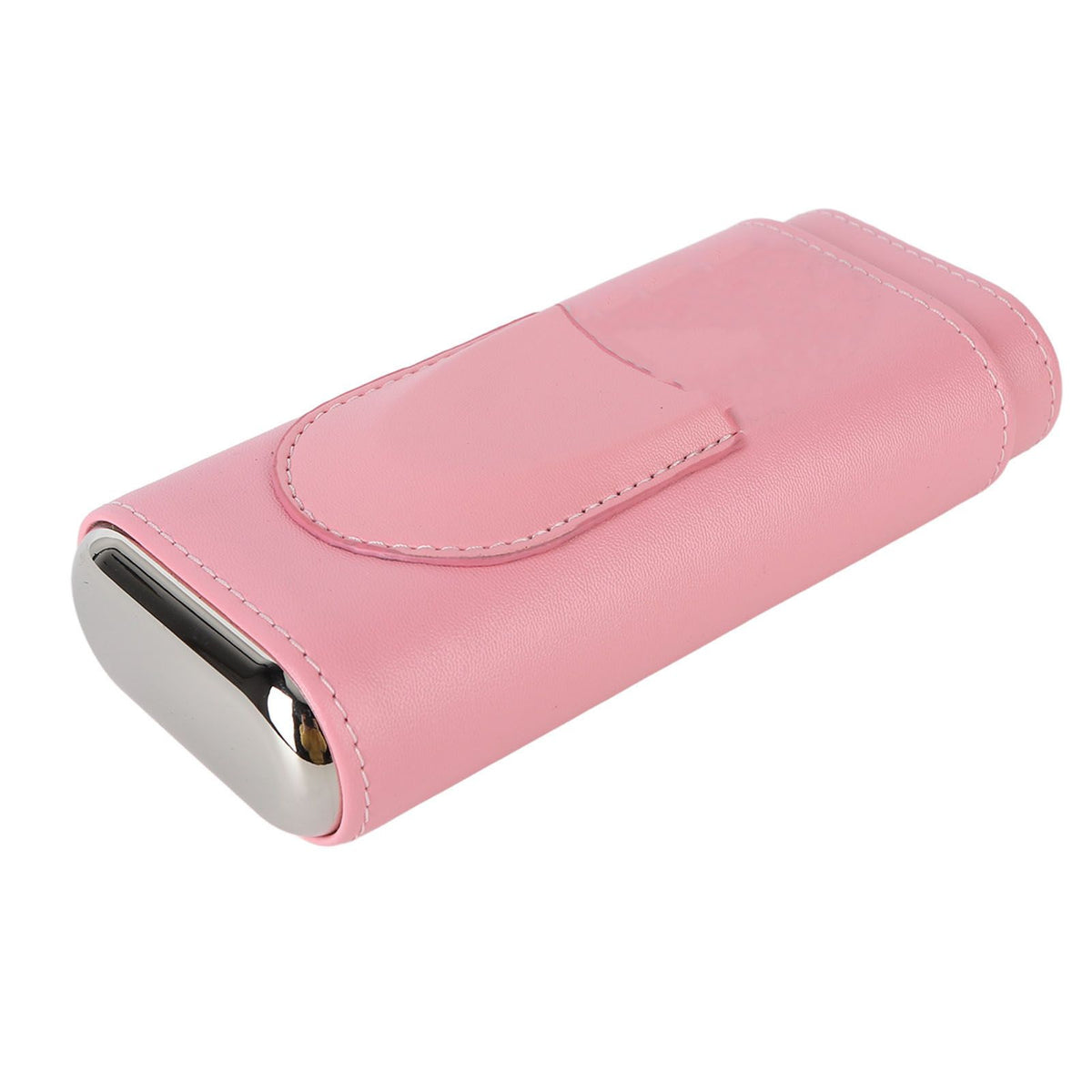 3 Fingers Cigar Case Fashion Elegant Faux Leather Ligthweight Portable Cigar Humidor Box for Travel Daily Pink