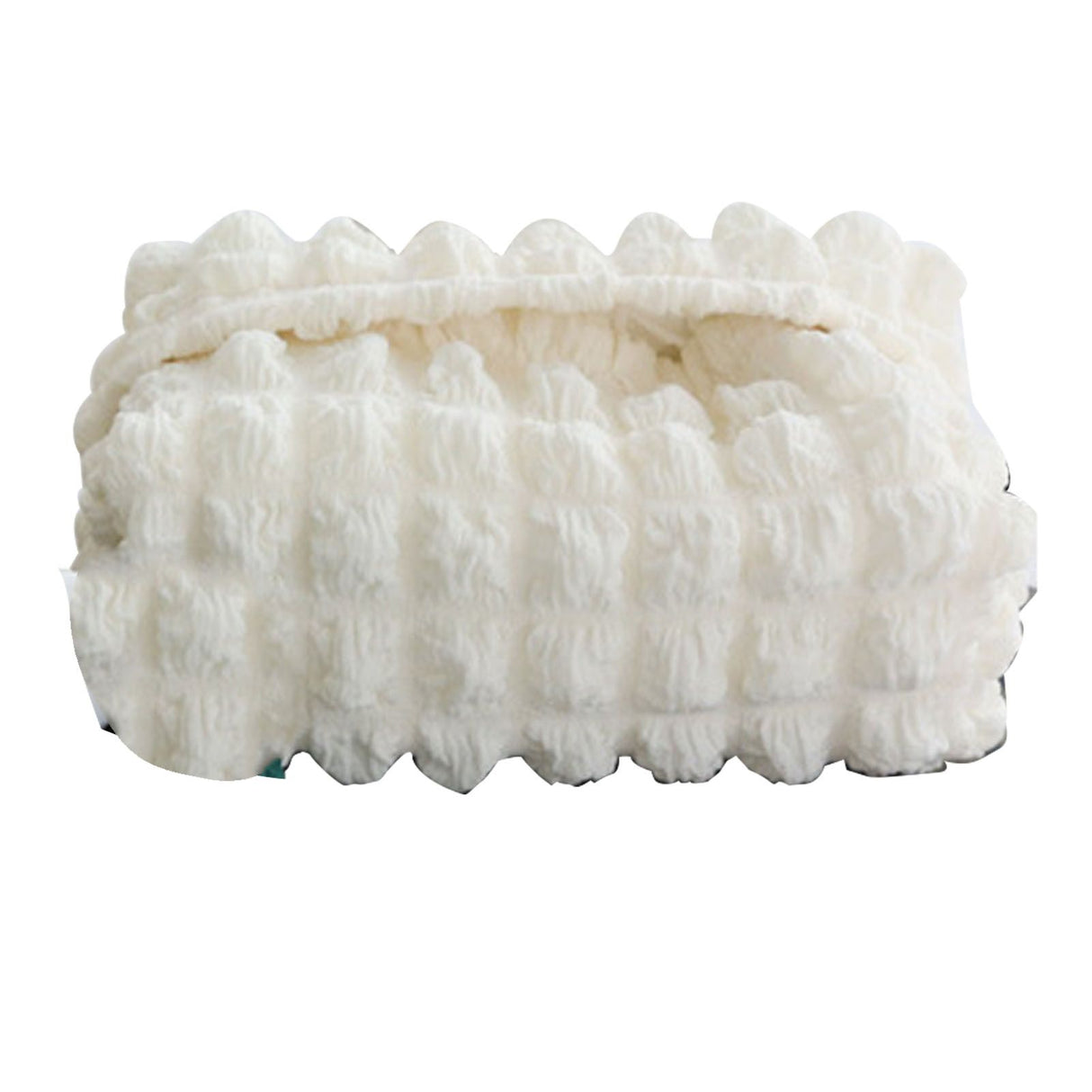 Tissue Box Cover Bag Polyester Cotton Bubble Yarn Decorative Tissue Bag Storage with Thick Canvas Lining Beige