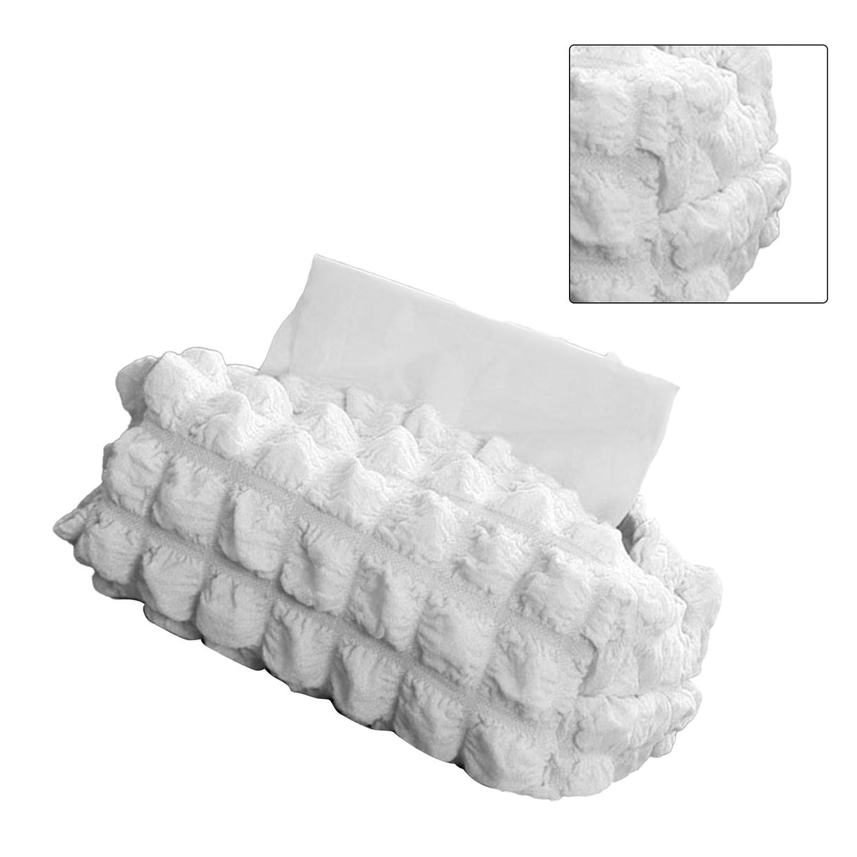 Tissue Box Cover Bag Polyester Cotton Bubble Yarn Decorative Tissue Bag Storage with Thick Canvas Lining Beige