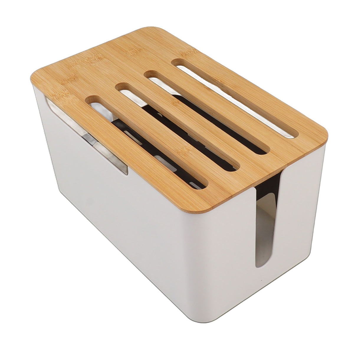 Router Storage Box Large Space Multi Hole Bit Bamboo Cover Home WiFi Router Organizer