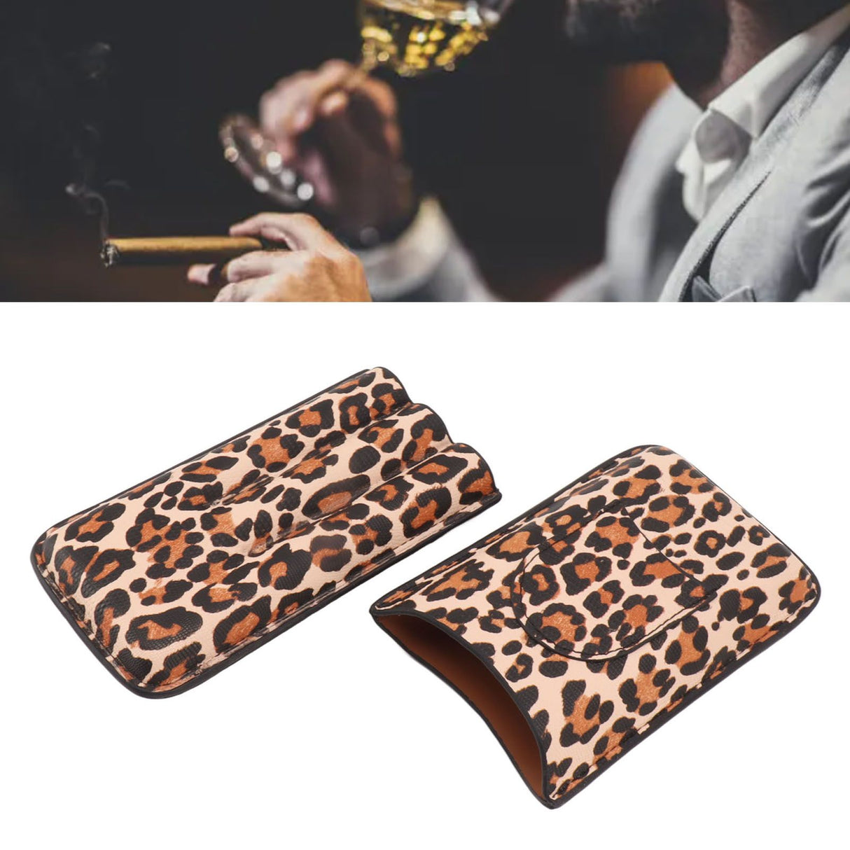 Cigar Case Portable Travel Humidor Case 3 Finger Cigar Carrying Case With Moisturize Function