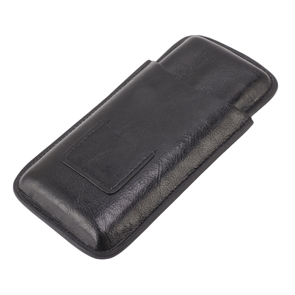 Leather Cigar Case Portable 3 Finger Cigar Humidor Carrying Case with Cutter Pocket for Cigar Lovers Black