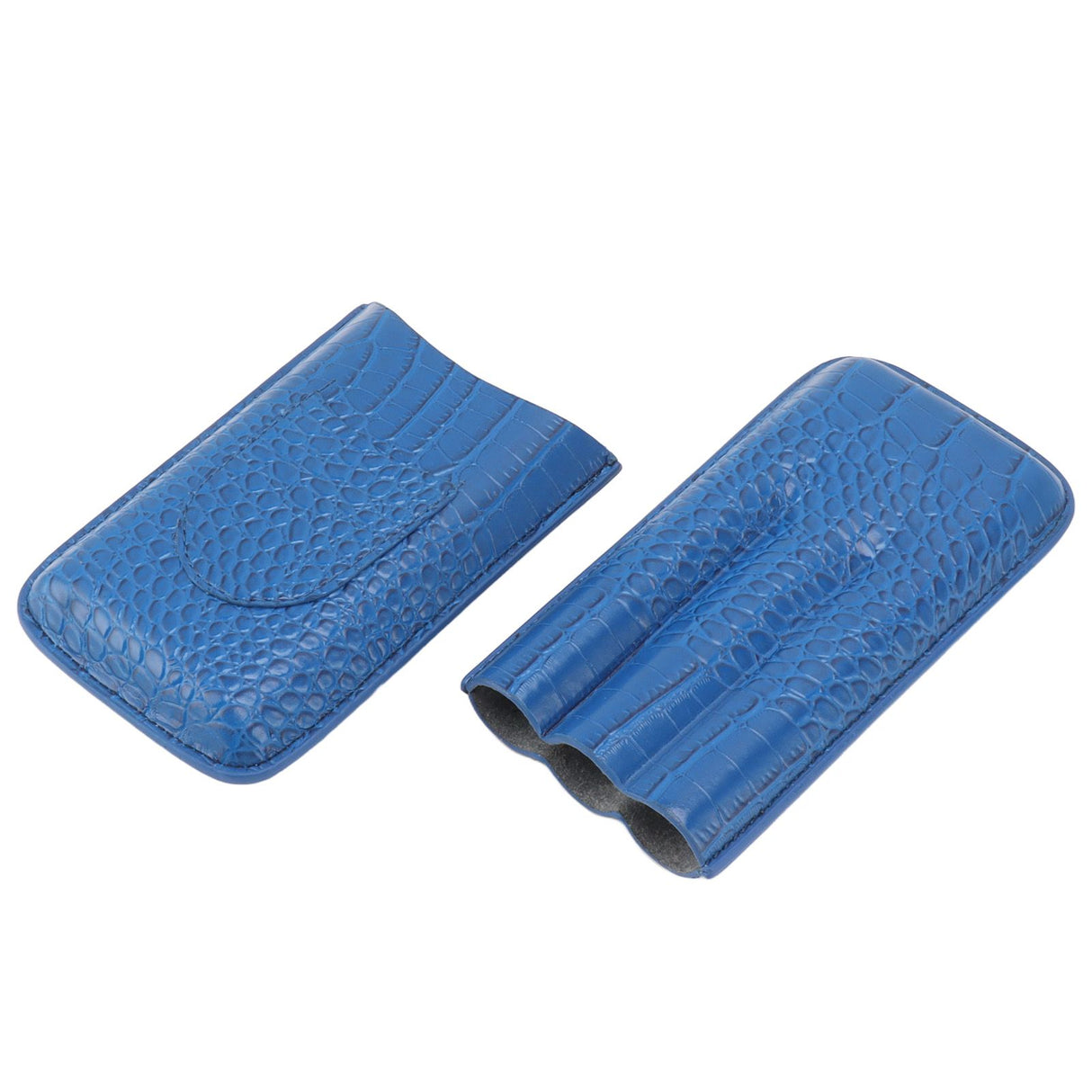 3 Finger Cigar Holder Frosted Finish Portable 3 Finger Leather Cigar Case for Travelling Hiking Dark Blue