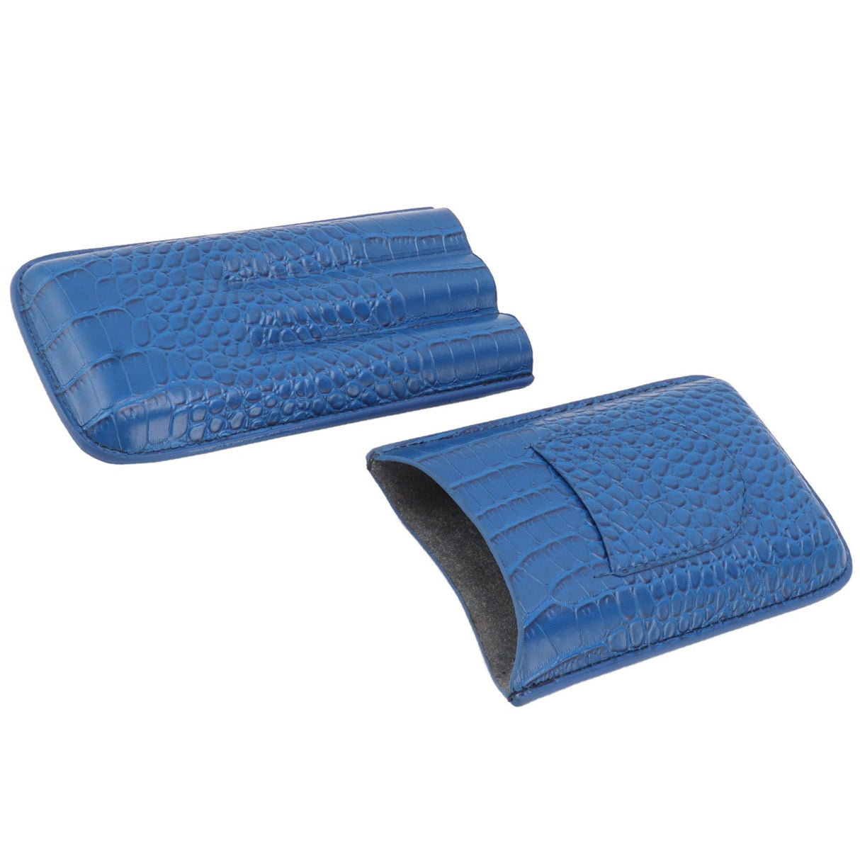 3 Finger Cigar Holder Frosted Finish Portable 3 Finger Leather Cigar Case for Travelling Hiking Dark Blue