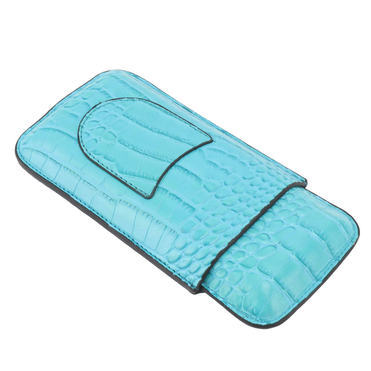 3 Finger Cigar Holder Frosted Finish Portable 3 Finger Leather Cigar Case for Travelling Hiking Light Blue