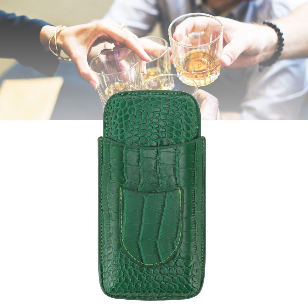 Cigar Holder Case Artificial Leather Portable Durable Elegant 3 Finger Cigar Box for Travel Outdoor Business 81