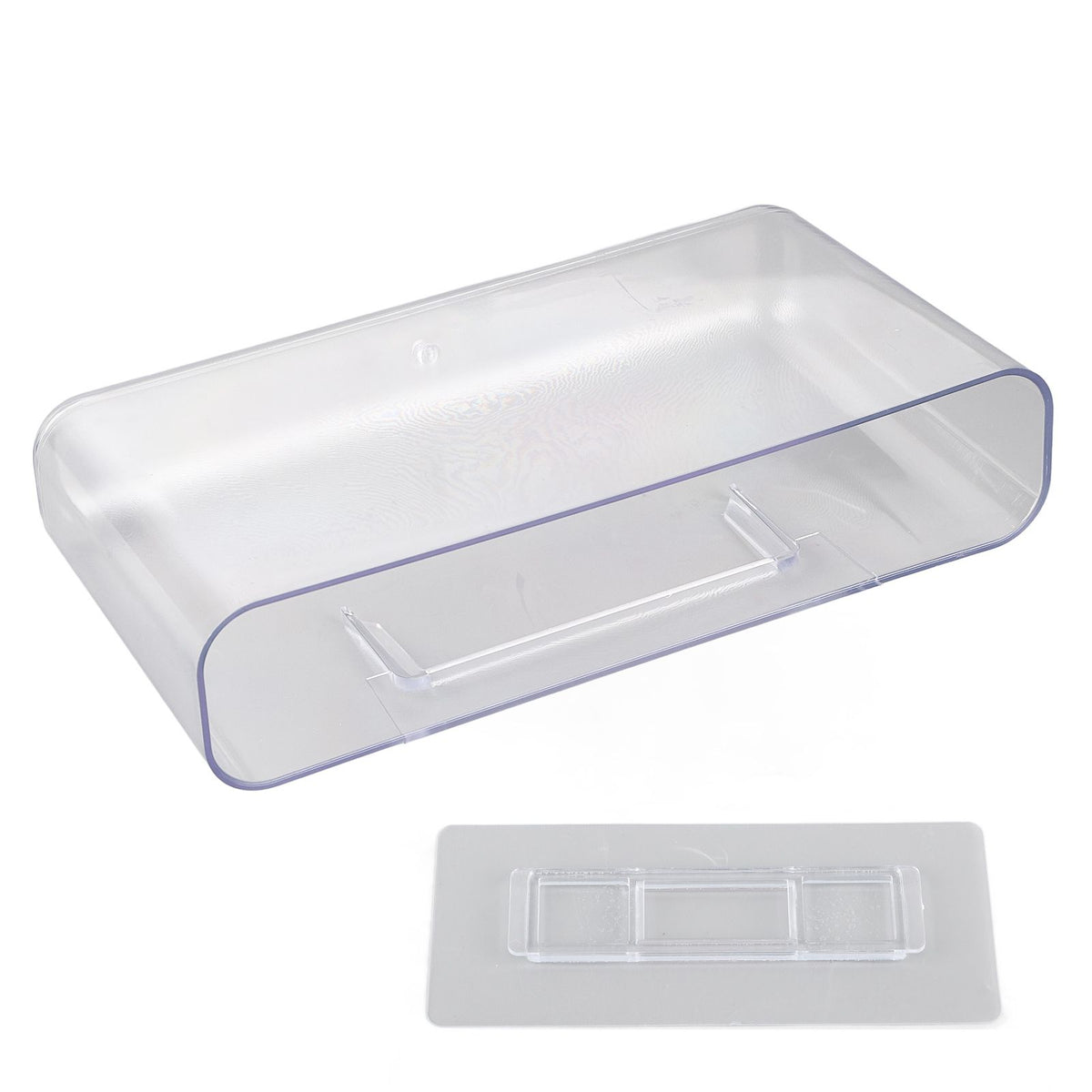 Adhesive Storage Bin Transparent Plastic Wall Mounted Floating Storage Holder Desk Organizer for Bedroom Bathroom L