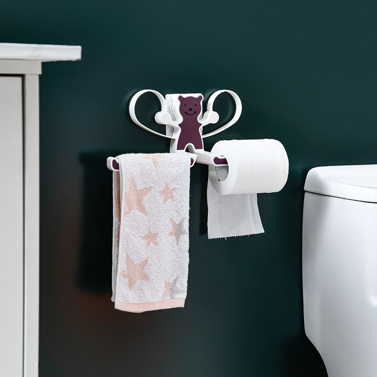 Storage Hook Rack Multipurpose Strong Bearing Capacity Waterproof Punch Free Towel Rack Holder for Home Purple