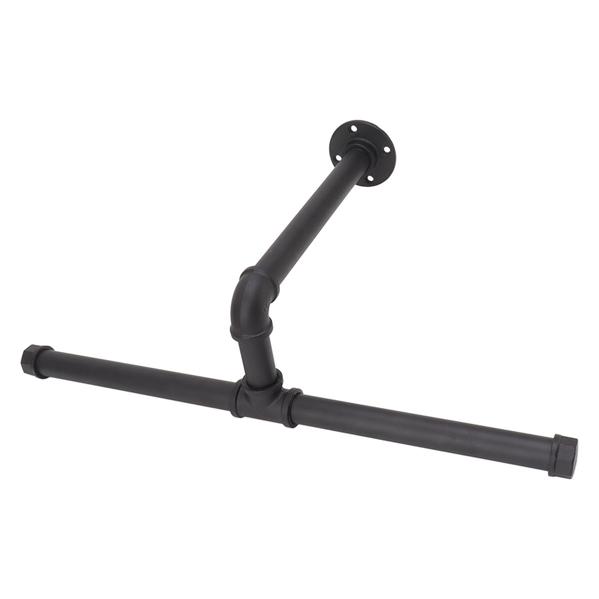 Wall Mount Clothes Rack Floating Iron Pipe Coat Hat Rack Multifunctional Clothing Hanger Black