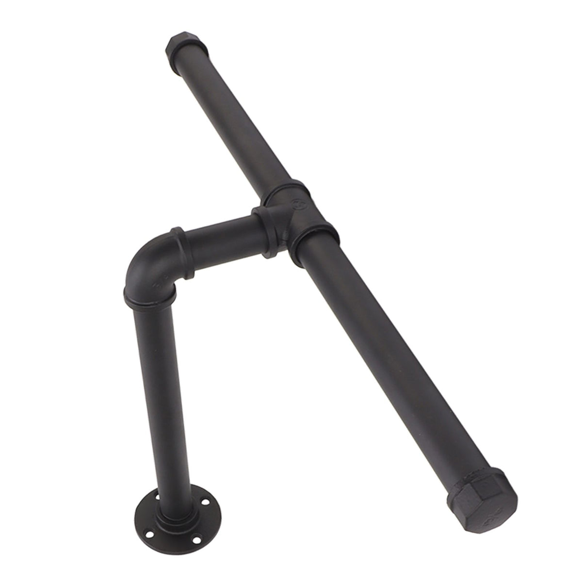 Wall Mount Clothes Rack Floating Iron Pipe Coat Hat Rack Multifunctional Clothing Hanger Black