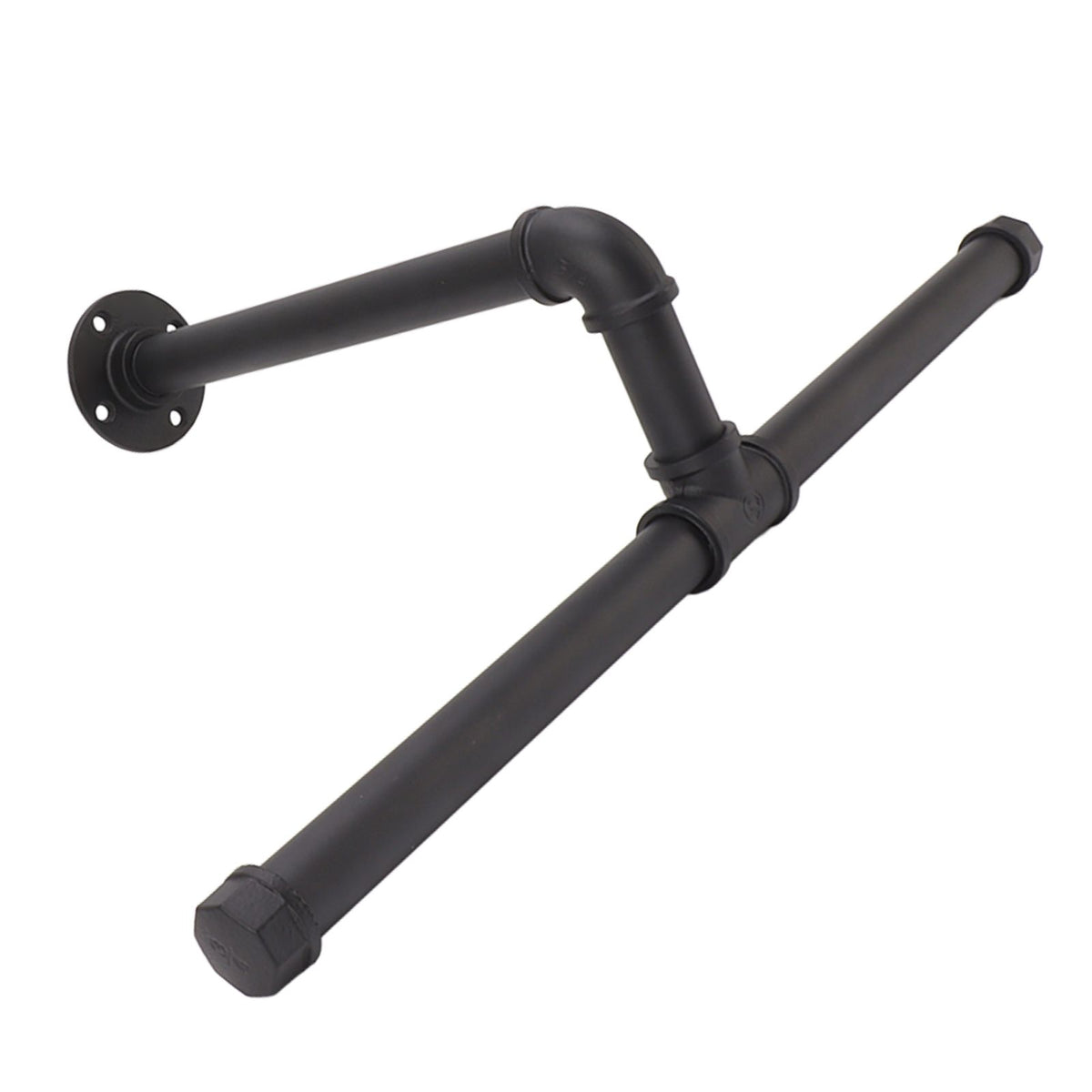 Wall Mount Clothes Rack Floating Iron Pipe Coat Hat Rack Multifunctional Clothing Hanger Black