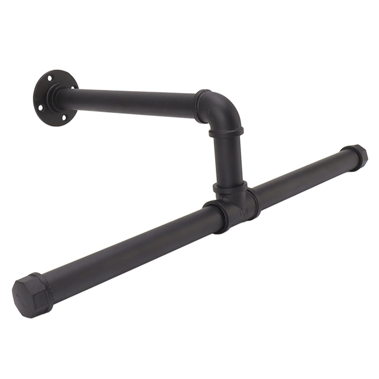 Wall Mount Clothes Rack Floating Iron Pipe Coat Hat Rack Multifunctional Clothing Hanger Black
