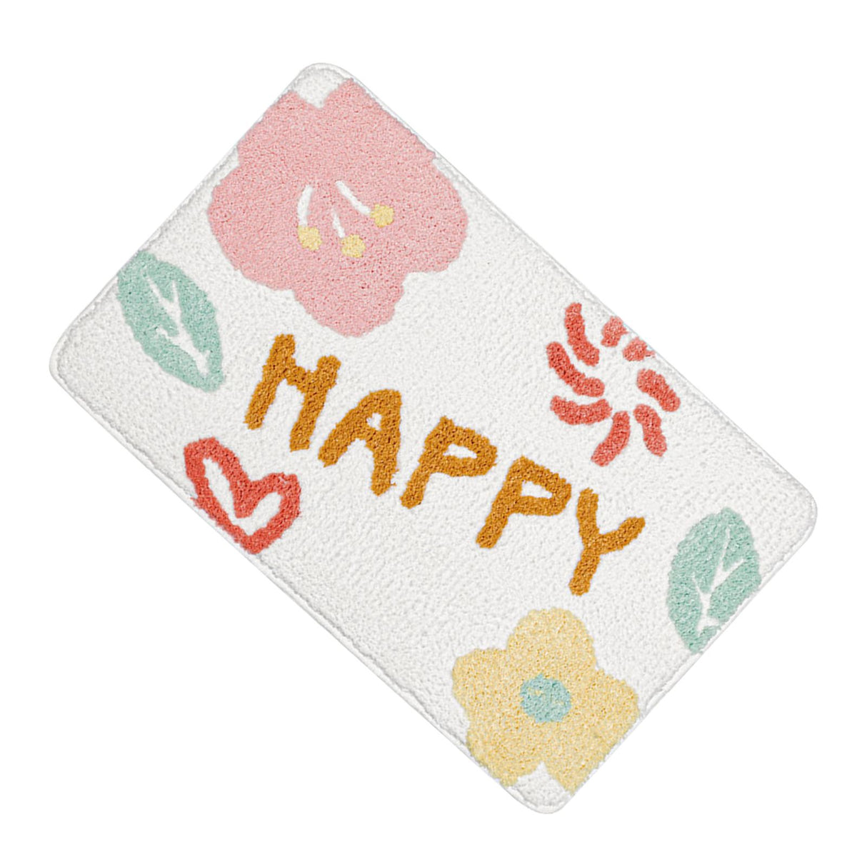 Bath Mat Cute Cartoon Soft Slip Resistance Highly Absorbent Bath Rug for Bathroom Bedroom Kitchen White