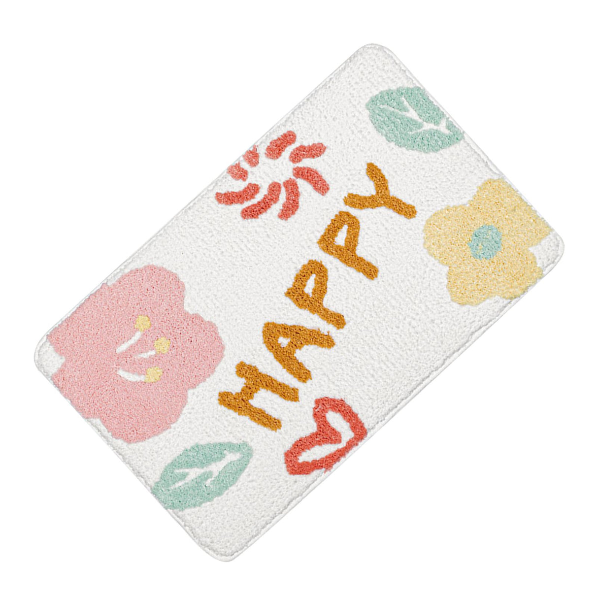 Bath Mat Cute Cartoon Soft Slip Resistance Highly Absorbent Bath Rug for Bathroom Bedroom Kitchen White