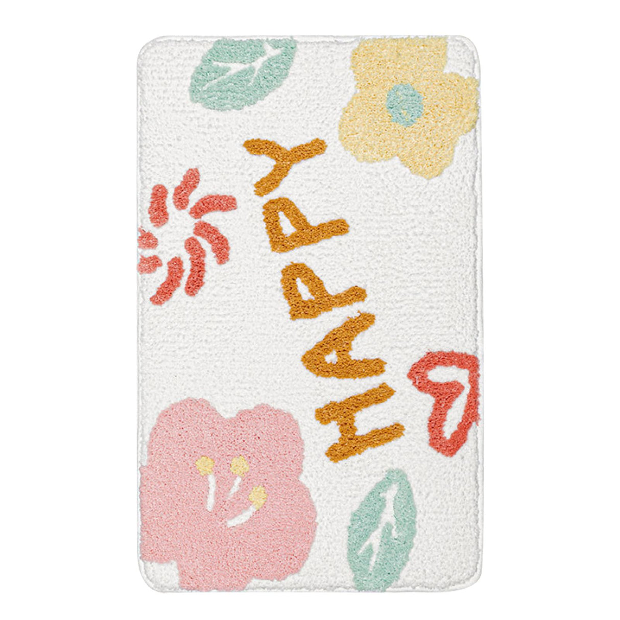 Bath Mat Cute Cartoon Soft Slip Resistance Highly Absorbent Bath Rug for Bathroom Bedroom Kitchen White