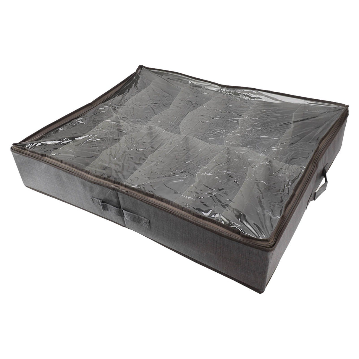 Under Bed Shoe Storage Organizer Drawer Foldable Fabric Container Box Closet with Cover Clear Window Gray Brushed