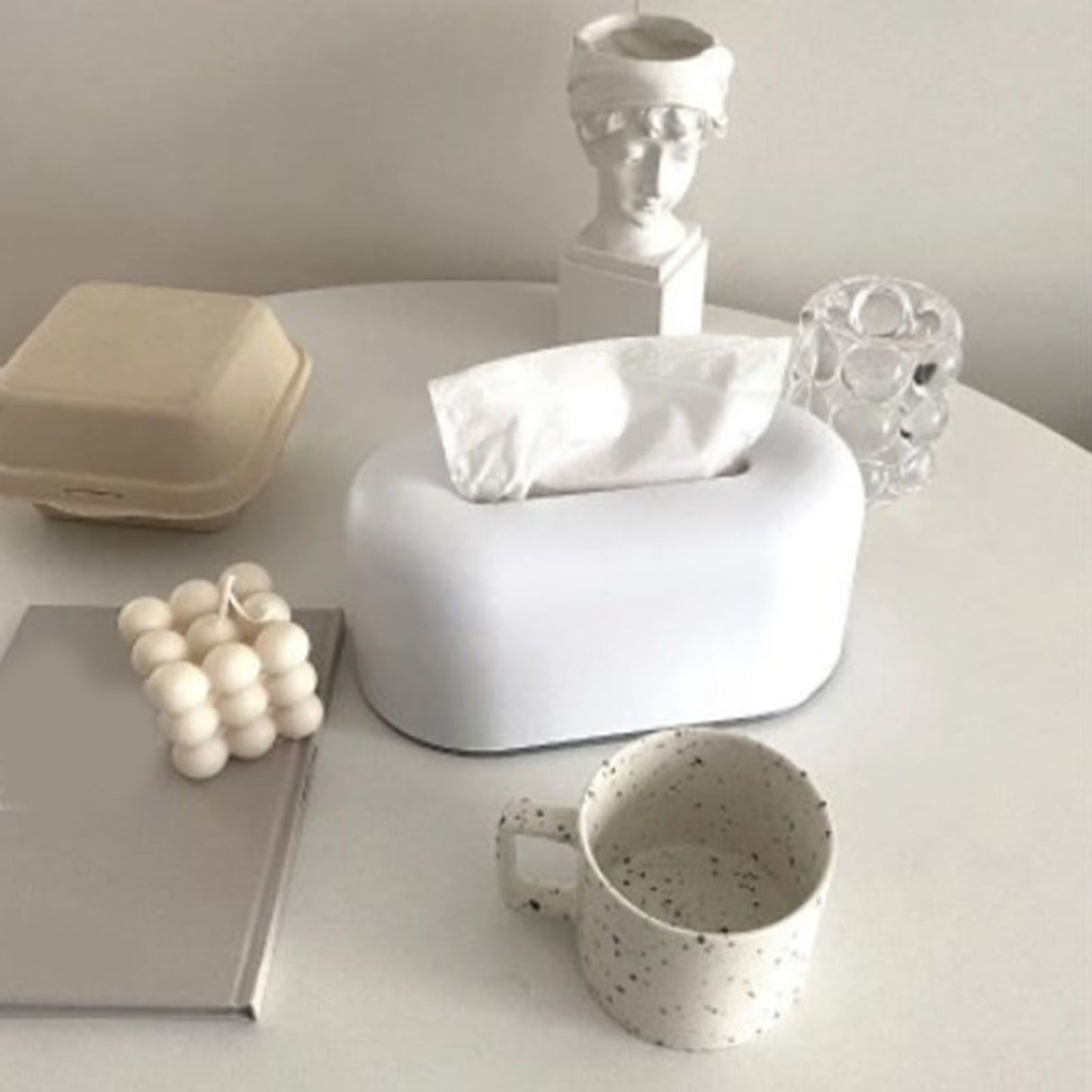 Nordic Ins Plastic Tissue Box Simple Paper Holder Dispenser Home Storage Case for Home Dormitory Bedroom Coffee Table Restaurant Warm White
