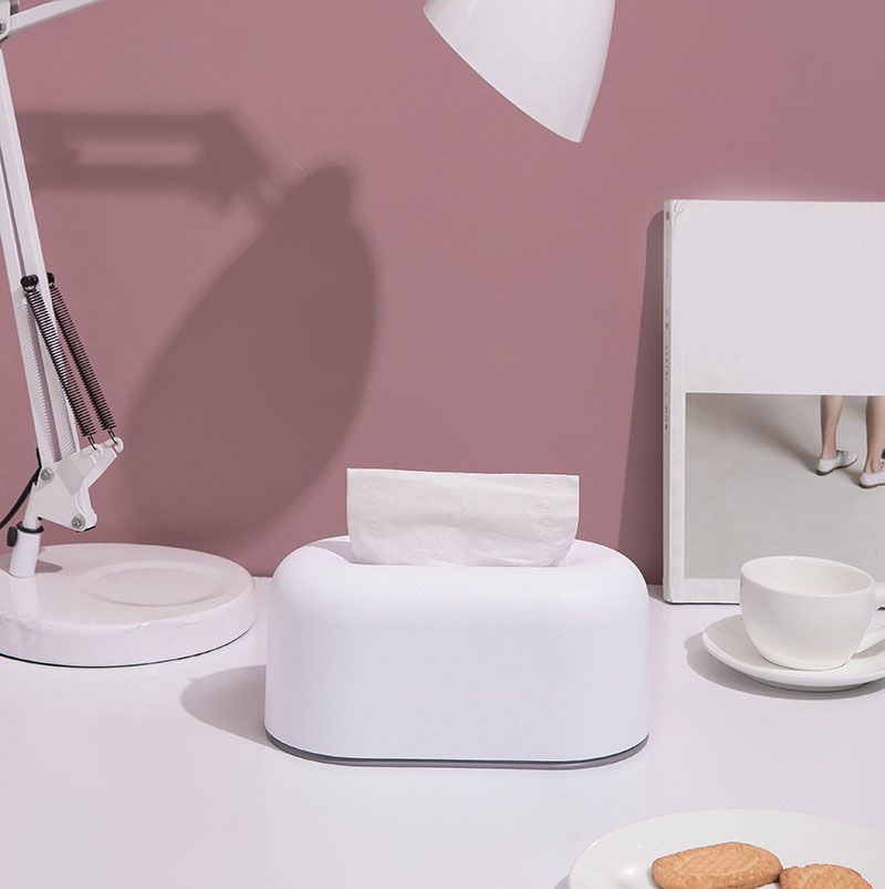 Nordic Ins Plastic Tissue Box Simple Paper Holder Dispenser Home Storage Case for Home Dormitory Bedroom Coffee Table Restaurant Warm White