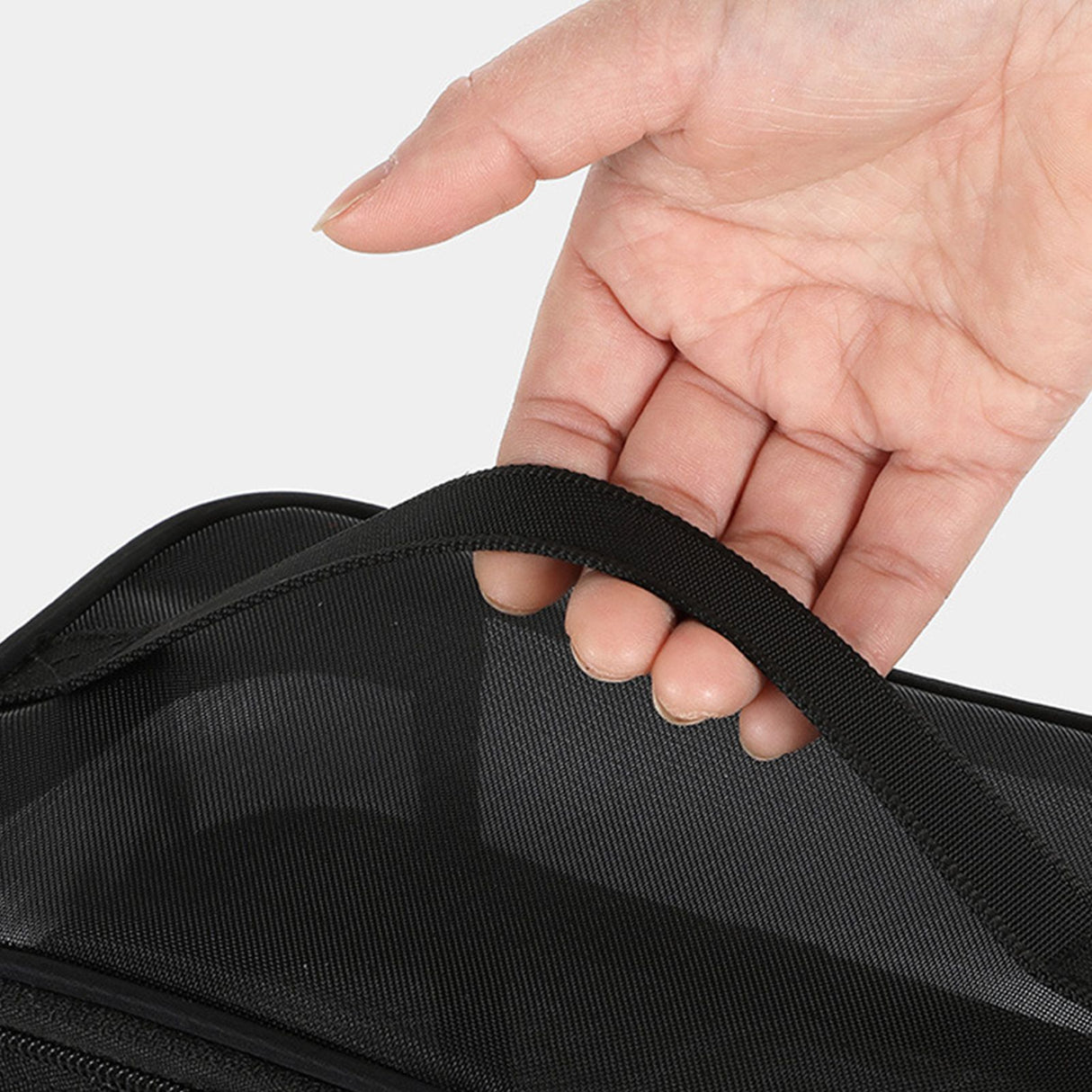 Double Layer Cosmetic Bag Easy Classification Large Capacity Mesh Cosmetic Bag with Sturdy Handle for Travel Black Double Layer
