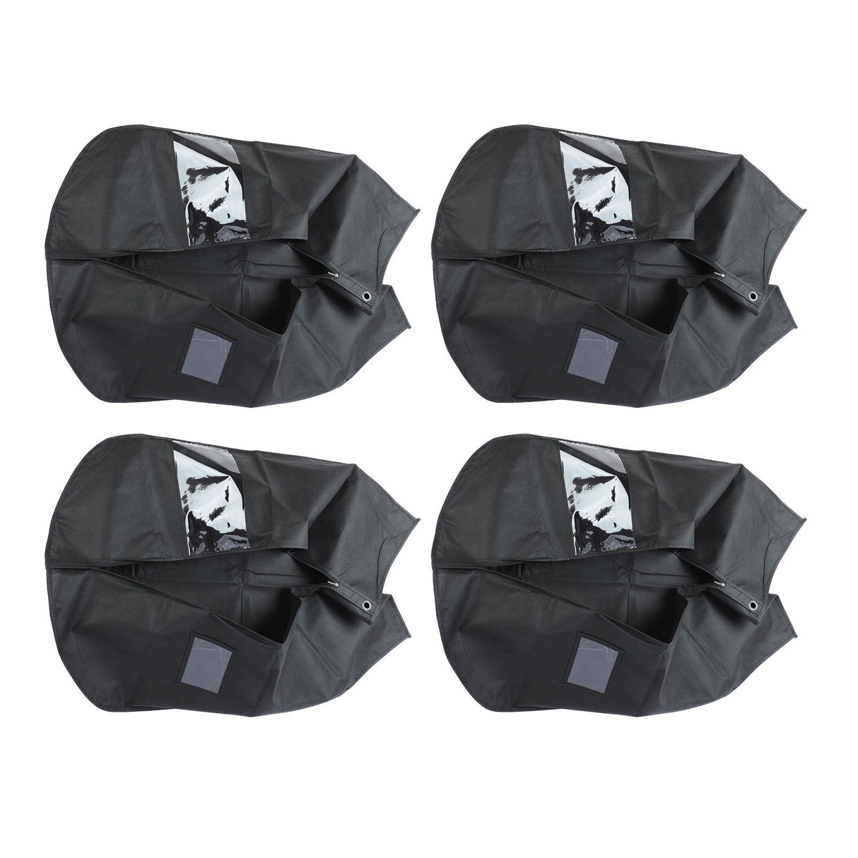 4pcs Garment Bags Waterproof Dustproof Thickened Suit Bag with Transparent Window for Storage Travel Black 100x60cm/39.4x23.6in