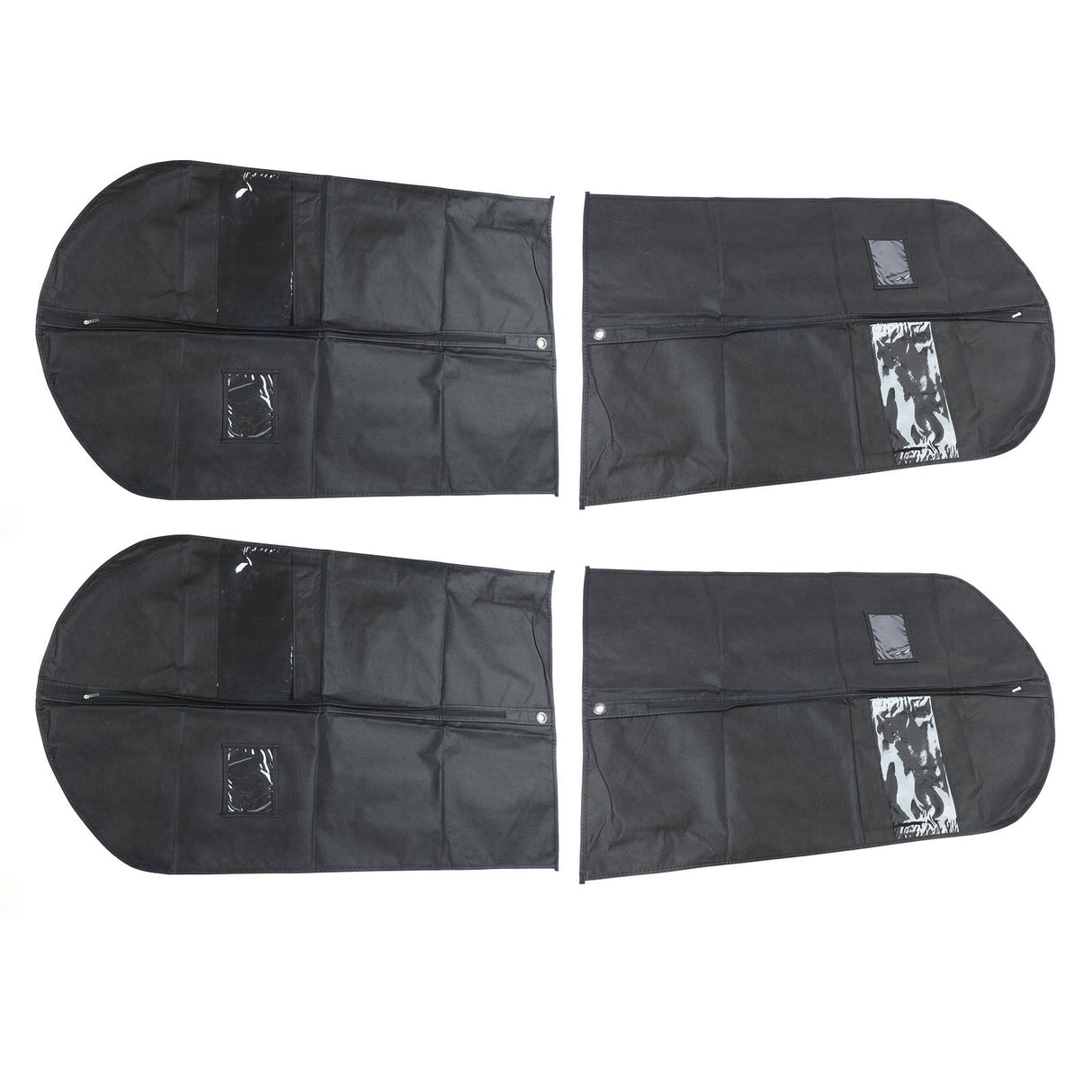 4pcs Garment Bags Waterproof Dustproof Thickened Suit Bag with Transparent Window for Storage Travel Black 100x60cm/39.4x23.6in