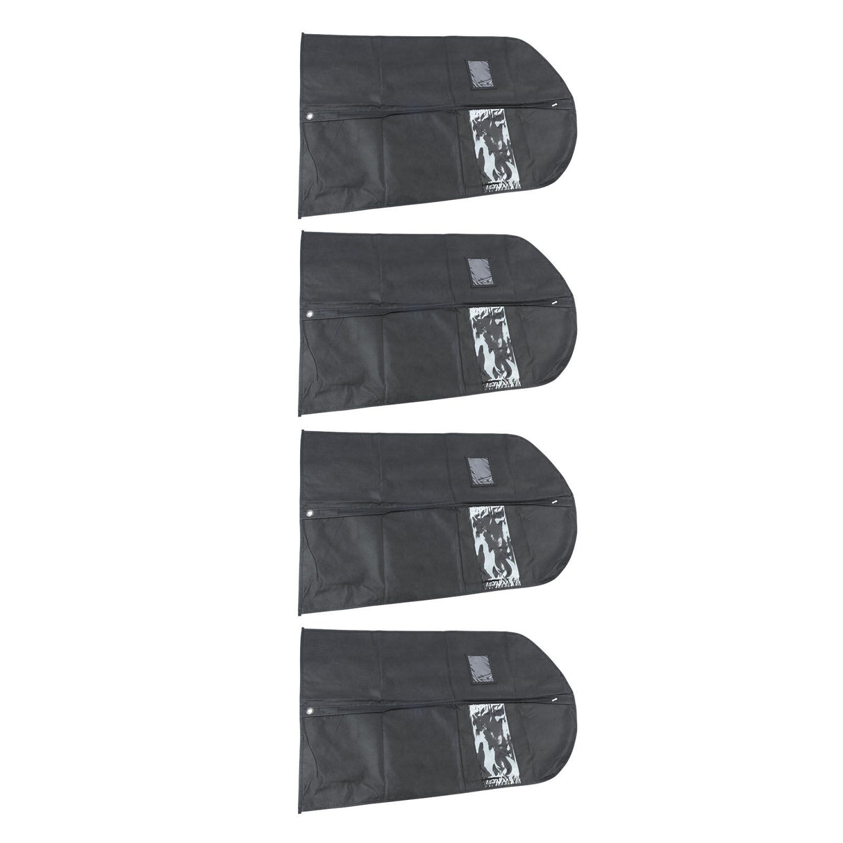 4pcs Garment Bags Waterproof Dustproof Thickened Suit Bag with Transparent Window for Storage Travel Black 100x60cm/39.4x23.6in