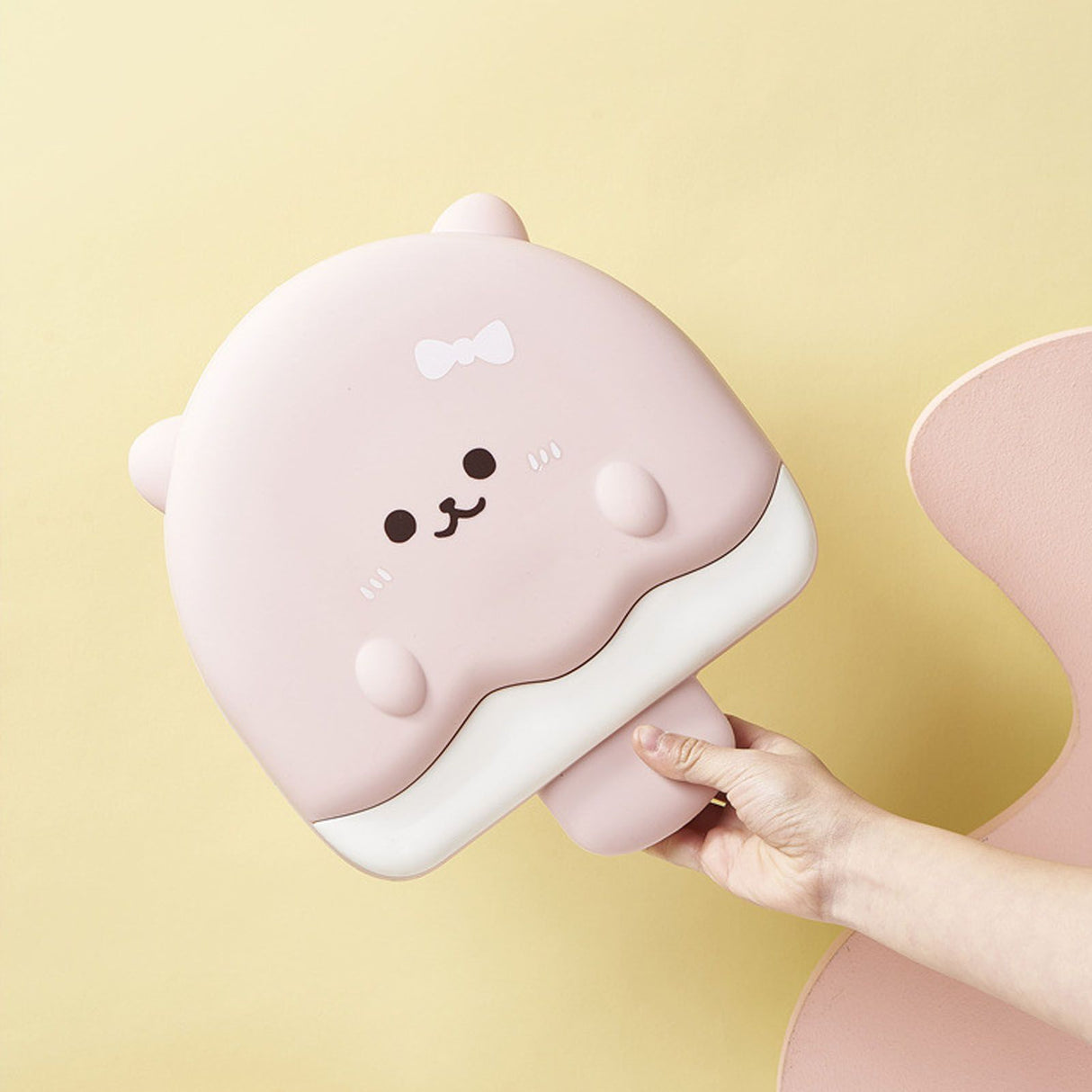 5 Compartment Candy Tray with Lid Cartoon Cute Snack Serving Tray Fruit Tray for Outdoor Picnic Pink Bear