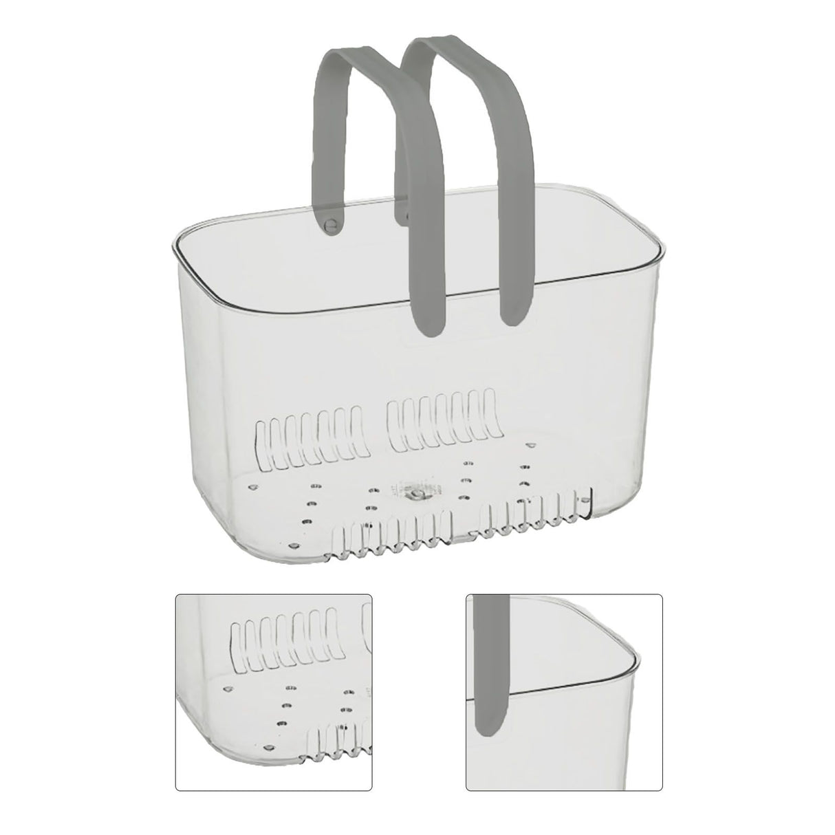 Clear Hand Basket Comfortable Handle Ventilation Holes Easy Access Versatile Fruit Storage Basket for Camping Grey