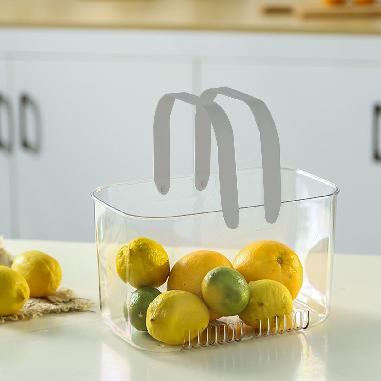 Clear Hand Basket Comfortable Handle Ventilation Holes Easy Access Versatile Fruit Storage Basket for Camping Grey