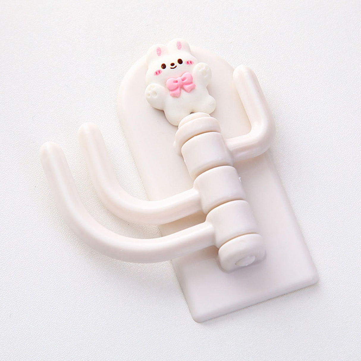 Self Adhesive Hanger Punch Free Rotating 3 Hooks Cute Animal Wall Door Holder for Keys Bowknot Rabbit