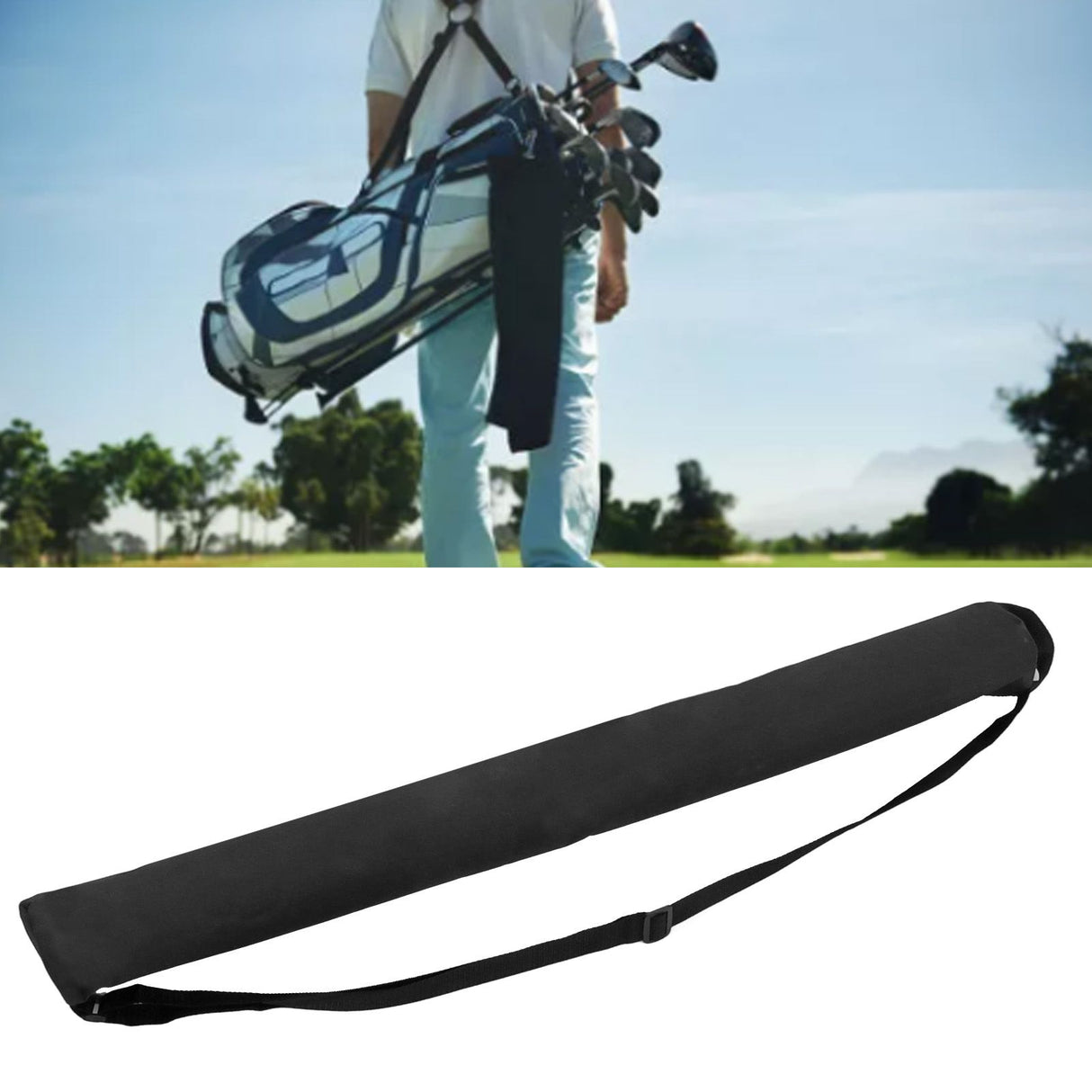 Golf Beer Sleeve 2.3L 7 Can Insulated Golf Cooler Bag Beer Holder Sling to Keep Beverages Cold Black