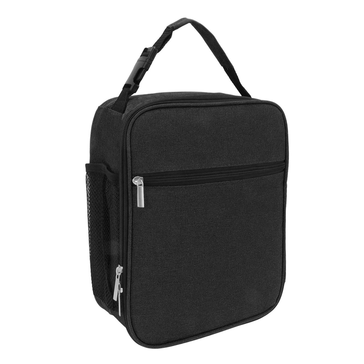 Insulated Lunch Bag 6L Oxford Fabric Leakproof Lining Portable Handle Zippered Lunch Bag for Outdoor Camping Beach Black