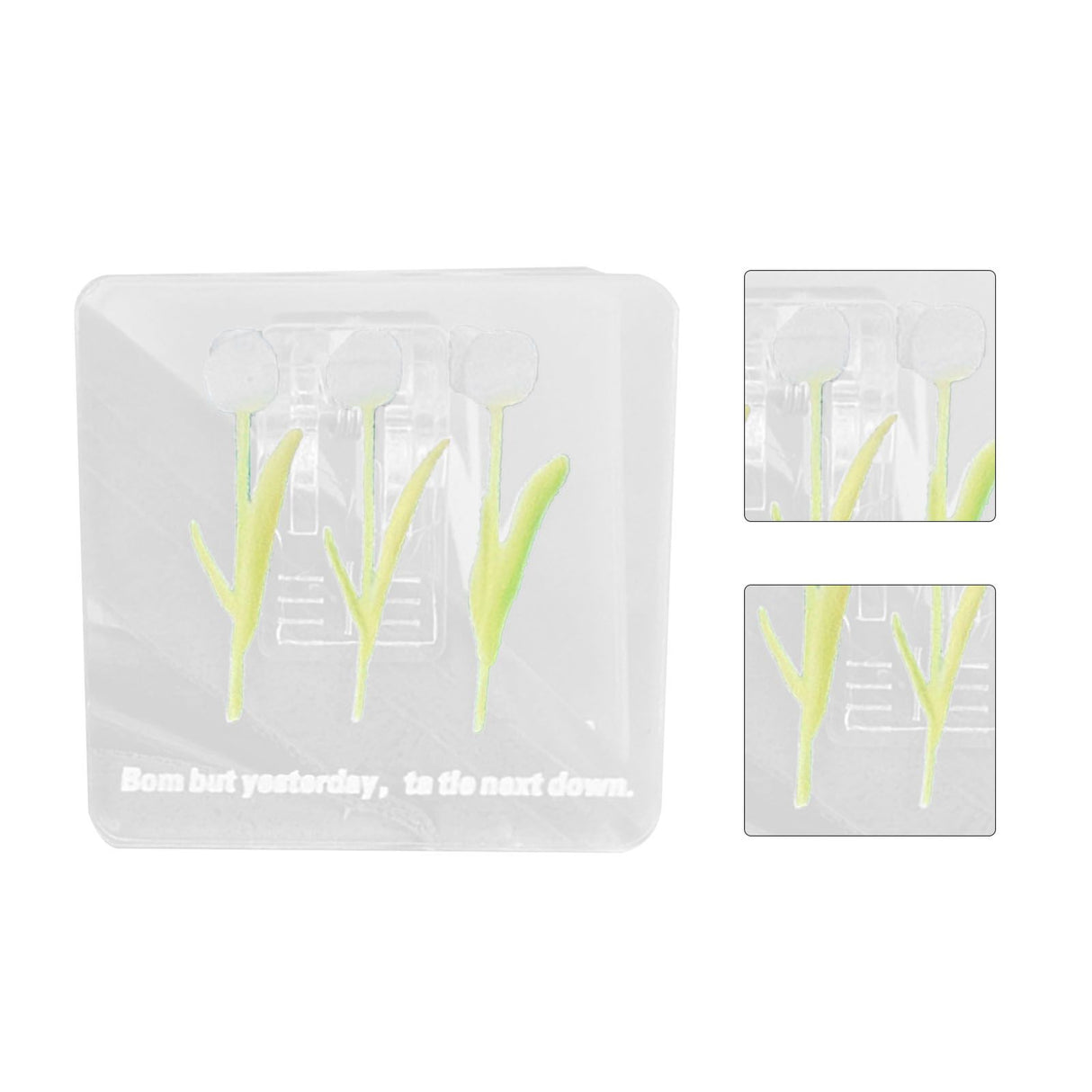Double Sided Photo Clip Acrylic Tulip Pattern Multifunctional Transparent Paper Clamp for Organization Light White