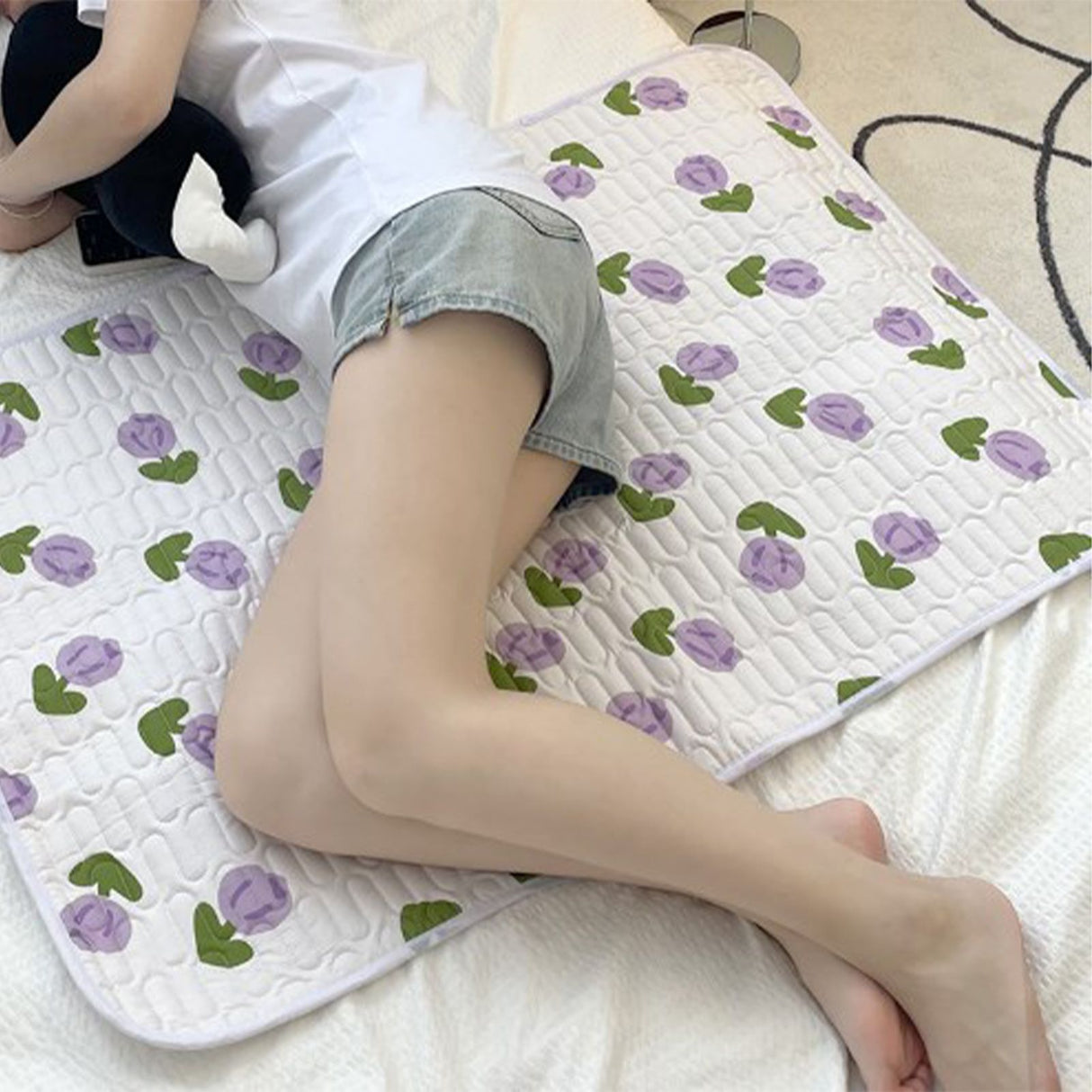 Urine Mattress 2 Sided Protector Pad Cover Leak Proof Non Slip Washable Waterproof Purified Cotton Tulip M