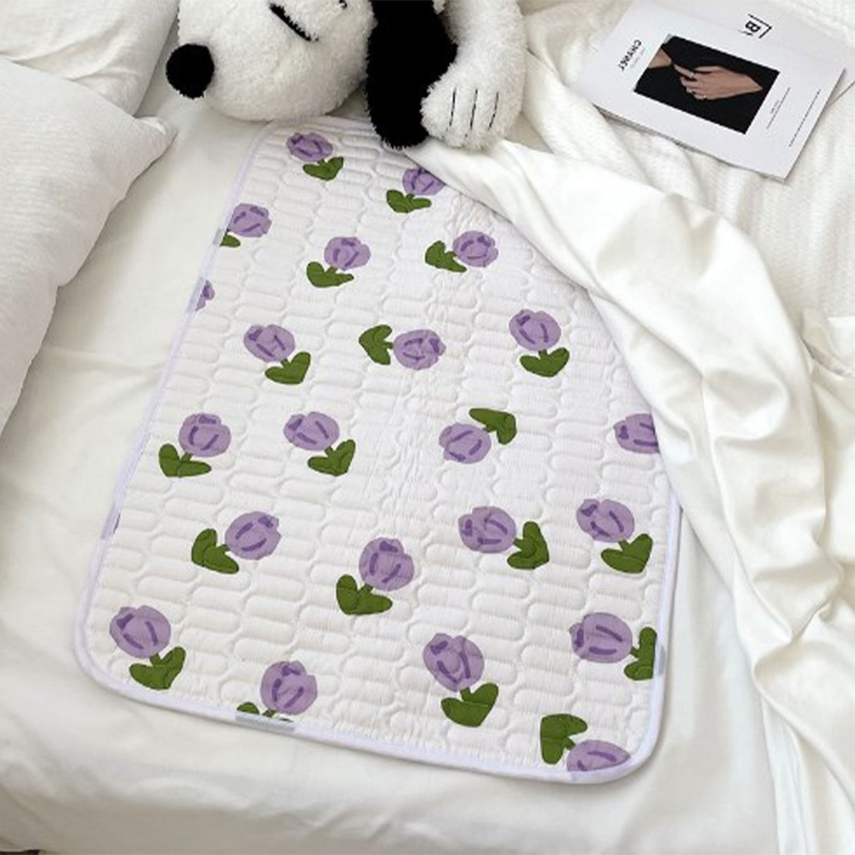 Urine Mattress 2 Sided Protector Pad Cover Leak Proof Non Slip Washable Waterproof Purified Cotton Tulip M