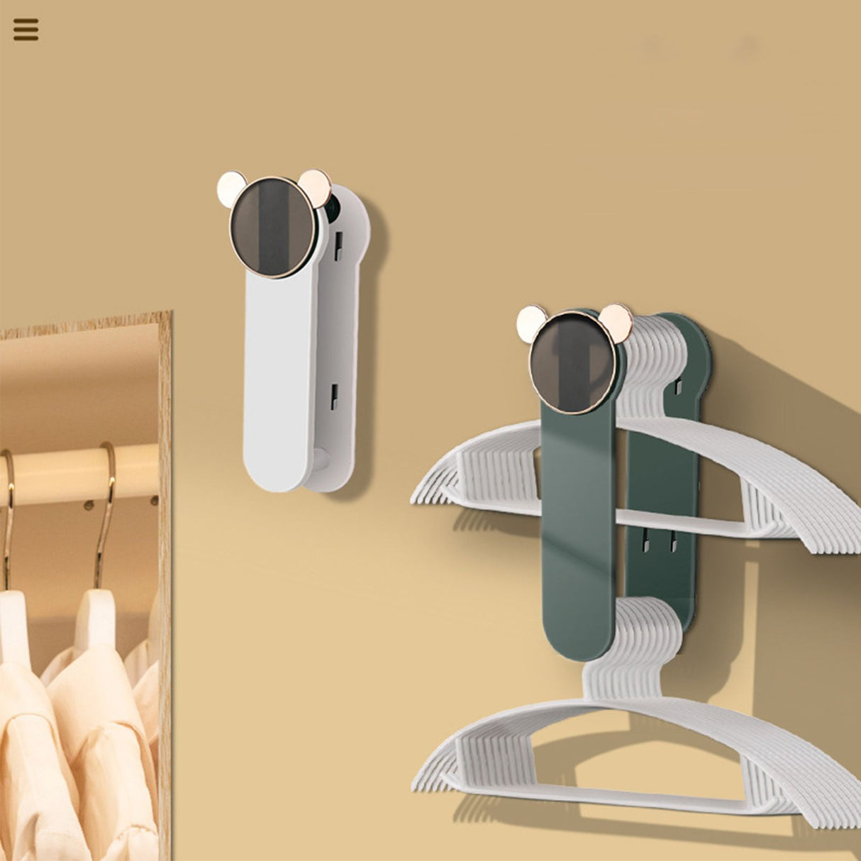 Wall Clothes Hangers Organizer Retractable Adhesive Space Saving Clothing Hanger Stacker Rack for Bedroom Balcony White