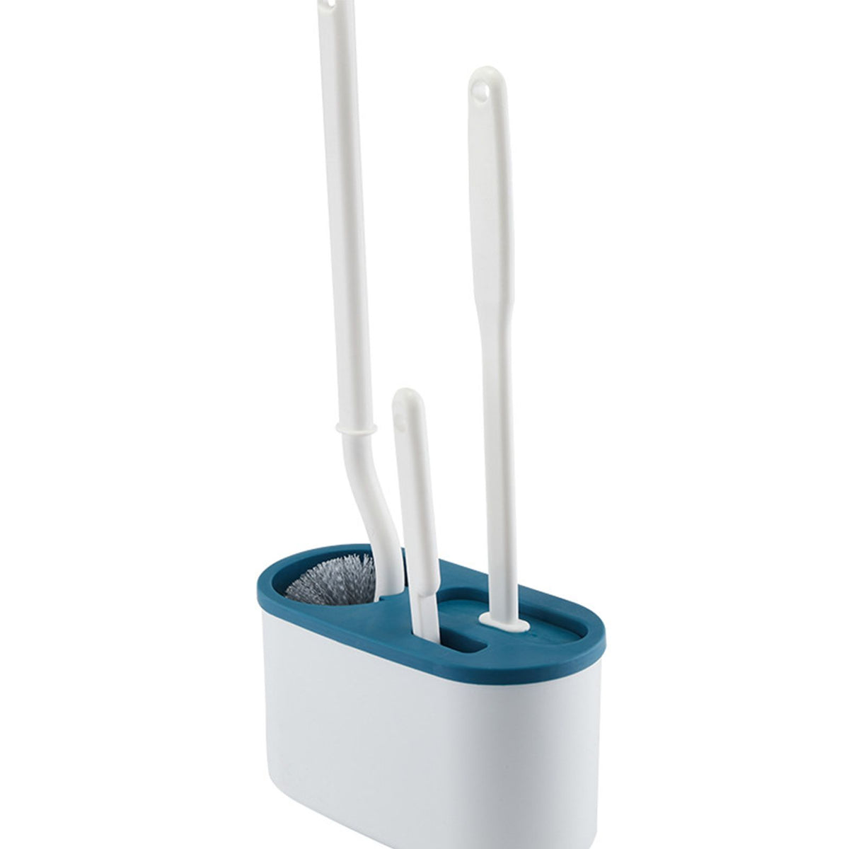 4 Pieces Toilet Bowl Brush Set Punch Free Wall Mounted Toilet Brush Holder with 3 Brush for Bathroom Blue