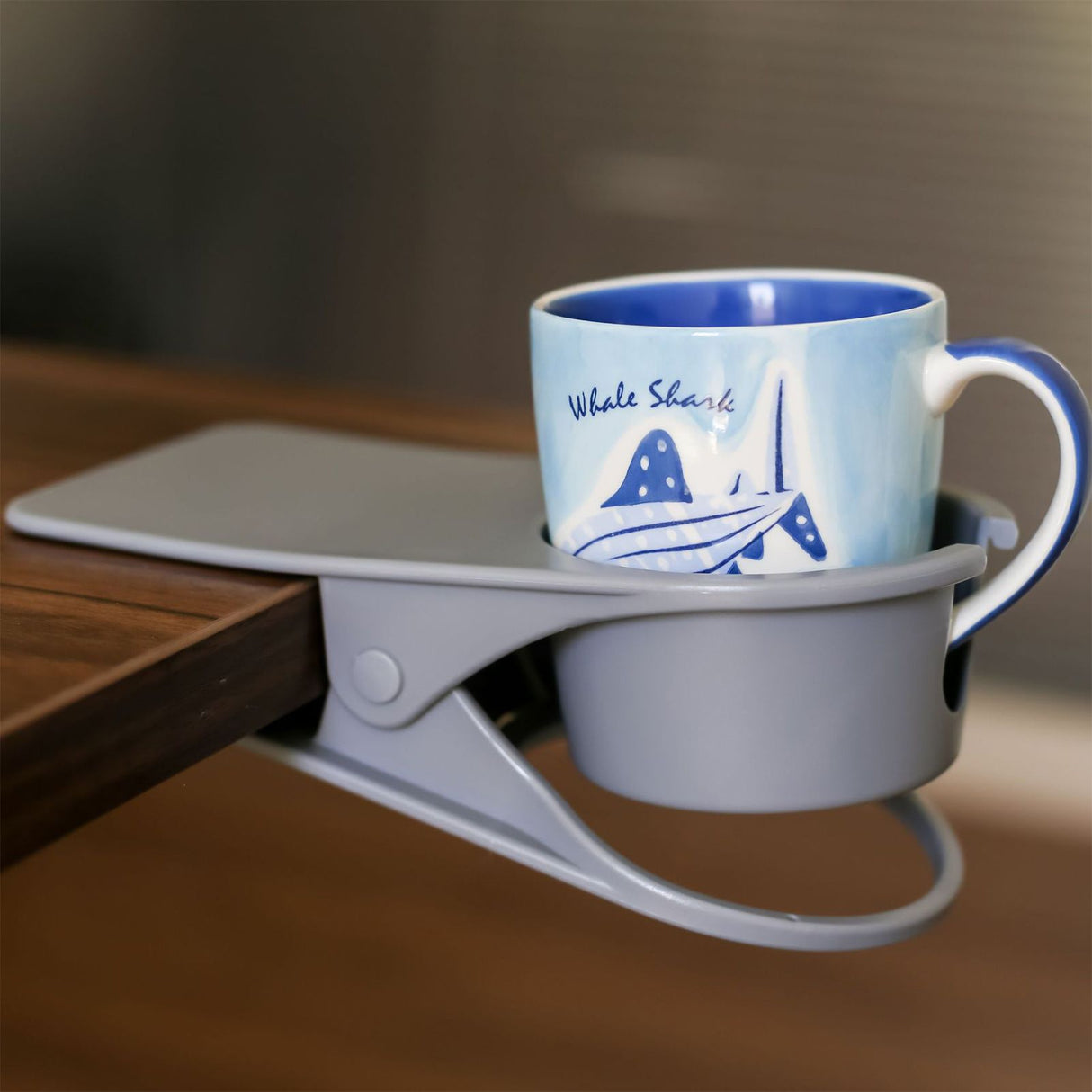 Desk Cup Holder Clip Space Saving Large Multifunctional Table Clamp Mug Stand for Beverage Bottle Gray