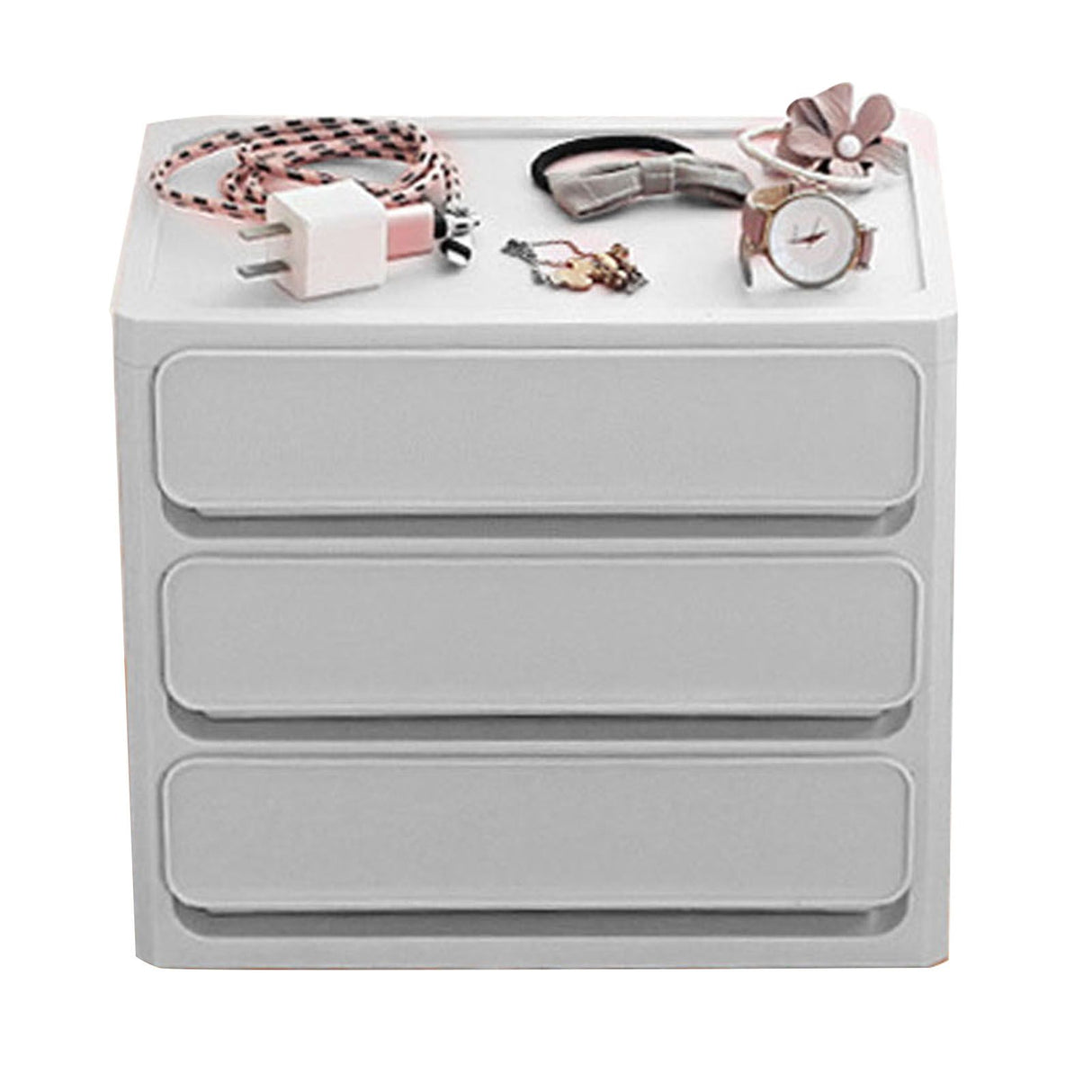 Storage Drawer Multi Layers Stackable Dustproof Desktop Storage Box Organizer for Student Dormitory Home Cosmetics 3 Layers White