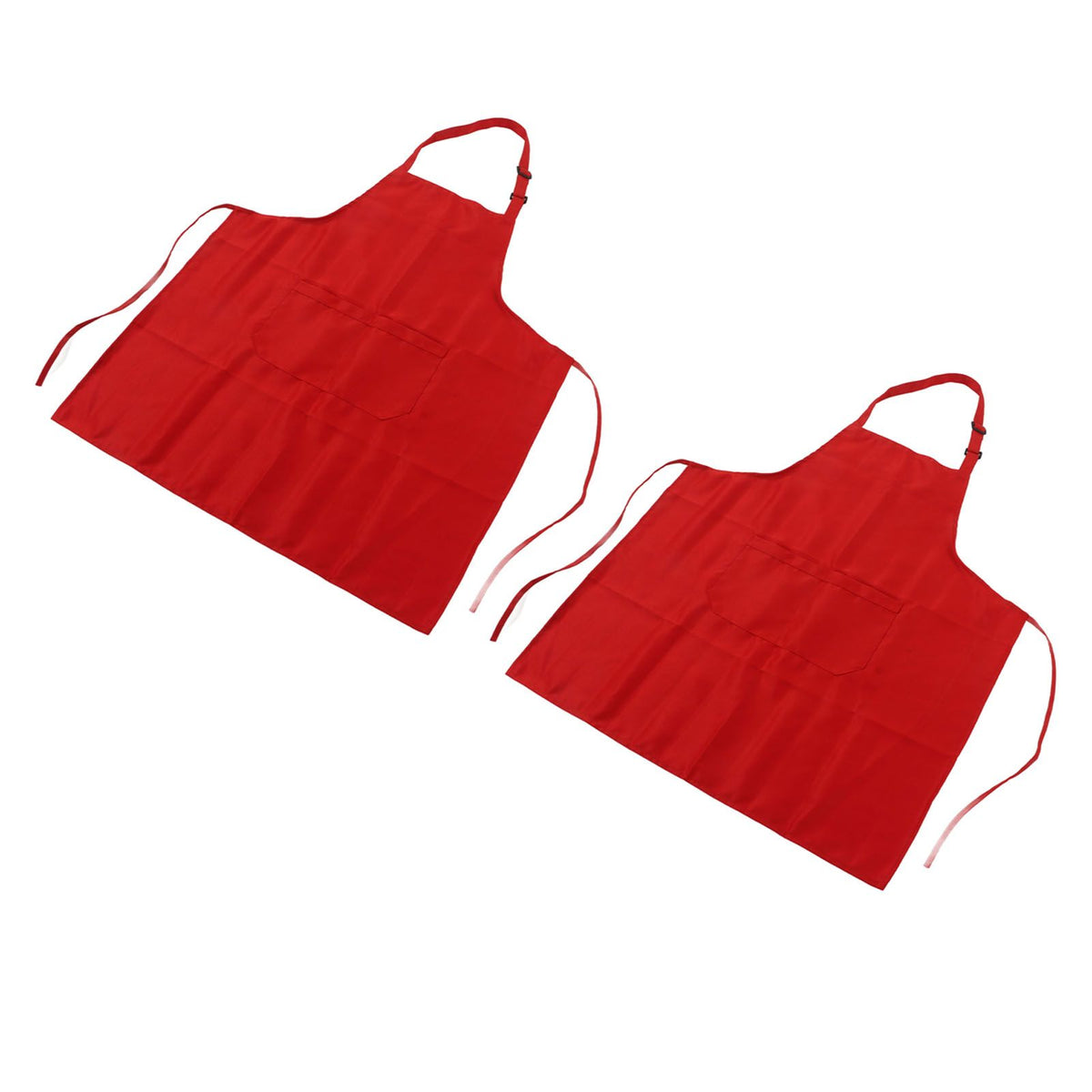 Cooking Apron Waterproof Adjustable Neck Strap Breathable Soft Kitchen Bib Apron with Pocket for Barbecue Baking 2pcs Red