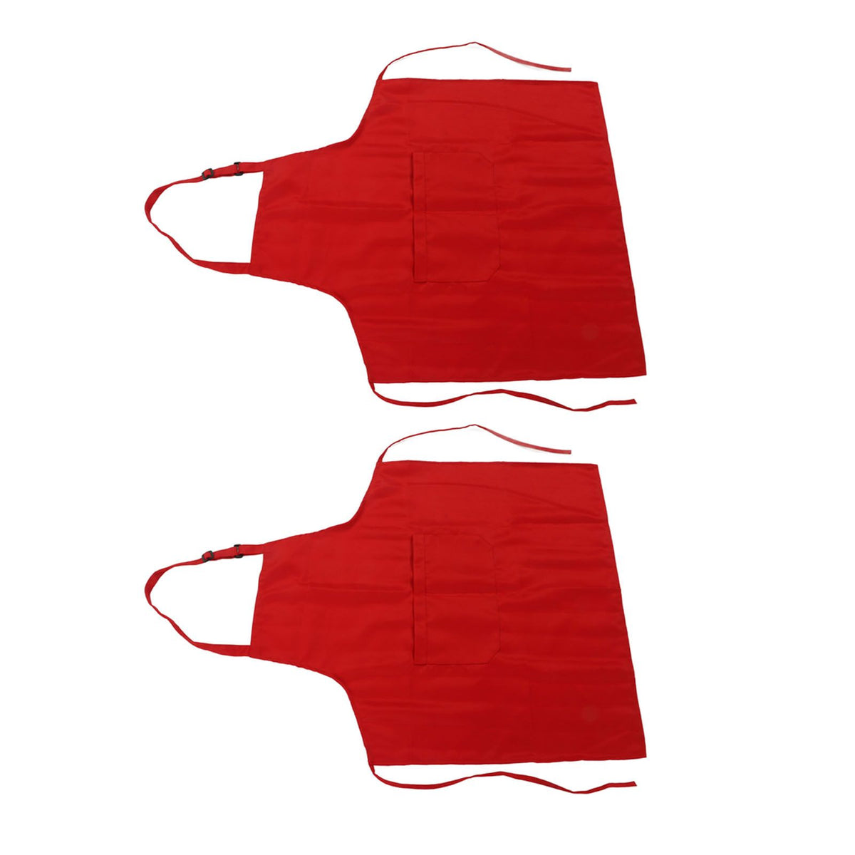 Cooking Apron Waterproof Adjustable Neck Strap Breathable Soft Kitchen Bib Apron with Pocket for Barbecue Baking 2pcs Red