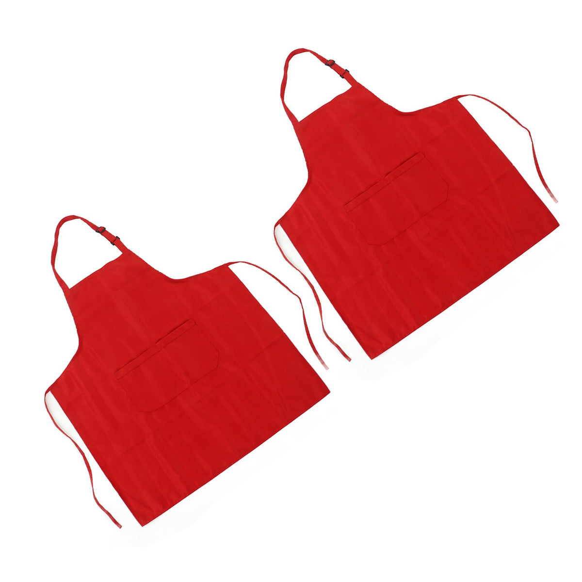 Cooking Apron Waterproof Adjustable Neck Strap Breathable Soft Kitchen Bib Apron with Pocket for Barbecue Baking 2pcs Red