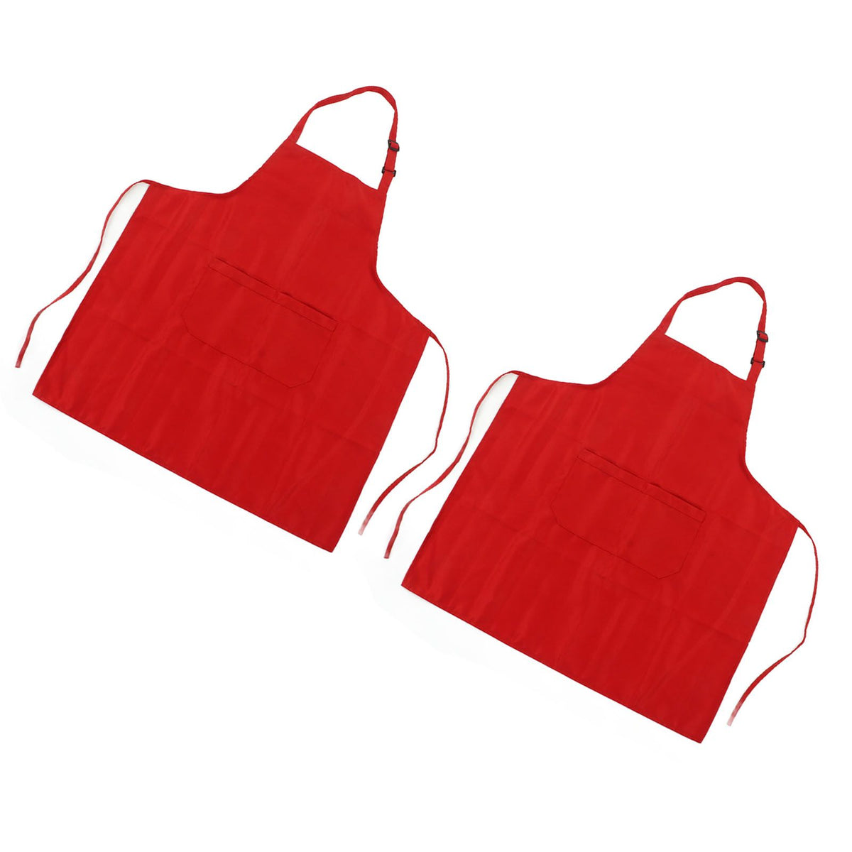 Cooking Apron Waterproof Adjustable Neck Strap Breathable Soft Kitchen Bib Apron with Pocket for Barbecue Baking 2pcs Red