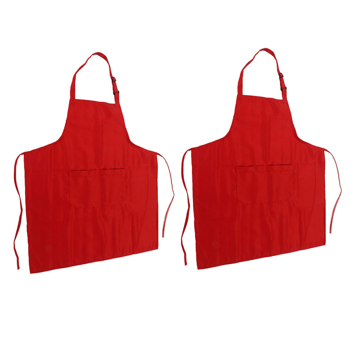 Cooking Apron Waterproof Adjustable Neck Strap Breathable Soft Kitchen Bib Apron with Pocket for Barbecue Baking 2pcs Red