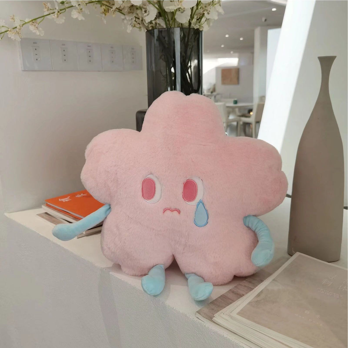Flower Shape Plush Toy Crying Lively Stylish Stuffed Flower Toy for Living Room Balcony Office Pink 40 X 40cm